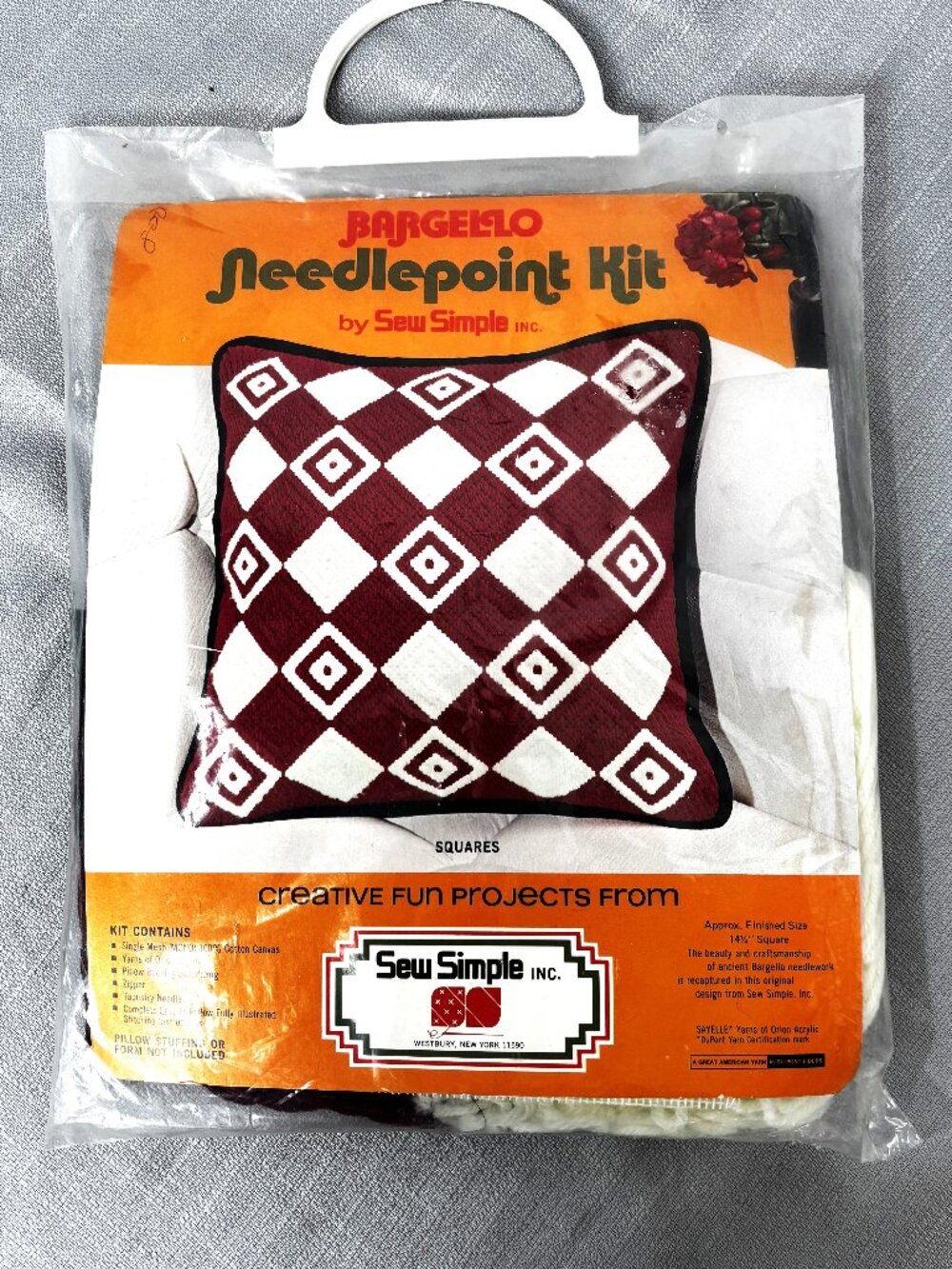 Vtg Sew Simple Bargello Needlepoint Kit 14.5” Sq Pillow Kit NWT